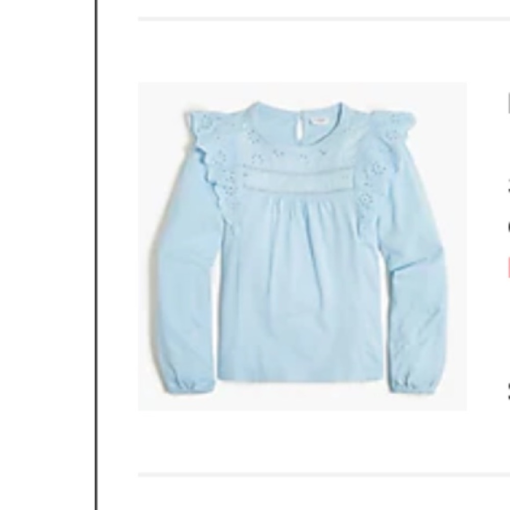 J Crew Factory Long Sleeve Eyelet Ruffle Top